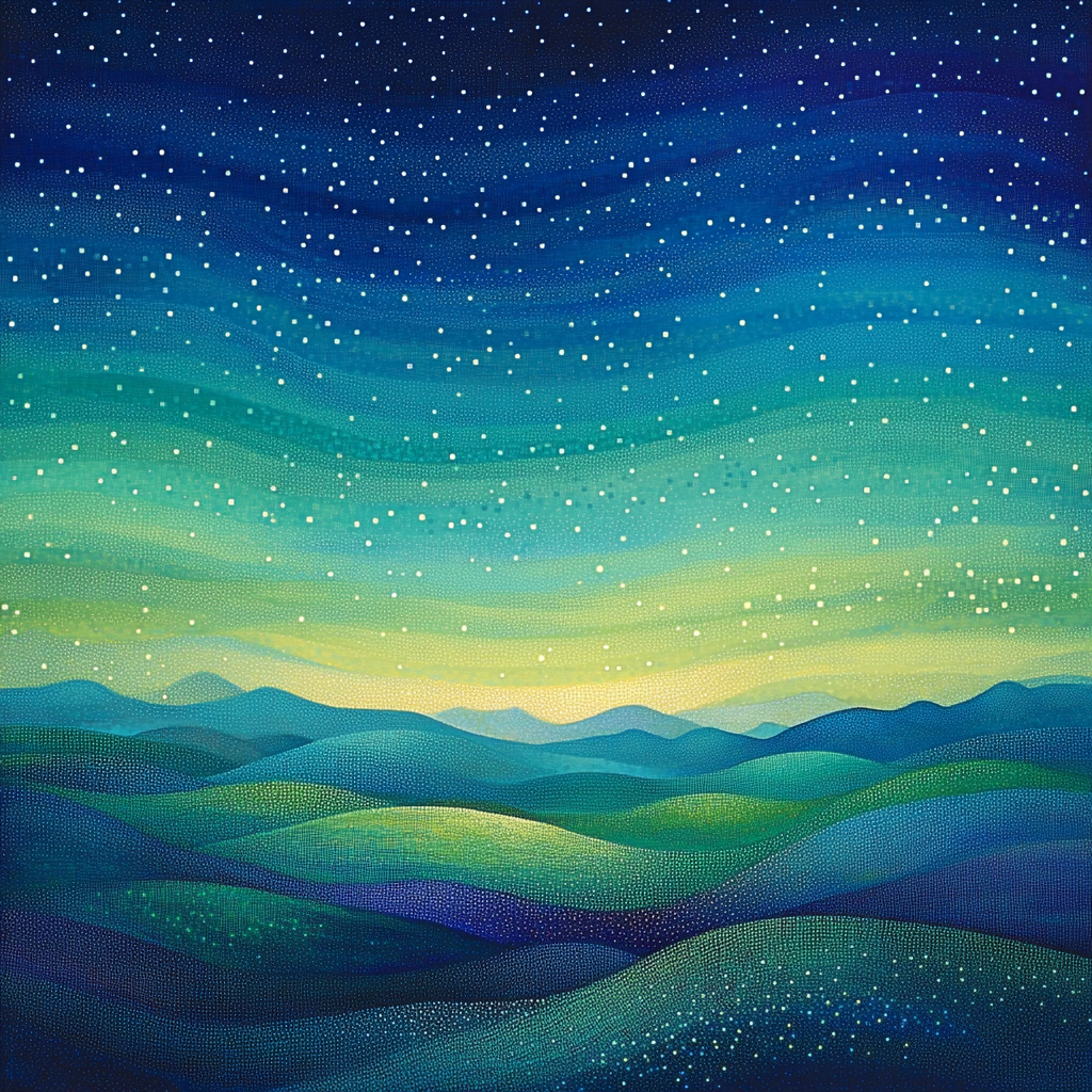 Georges Seurat Inspired Aurora Harmonics Field DIY paint by numbers