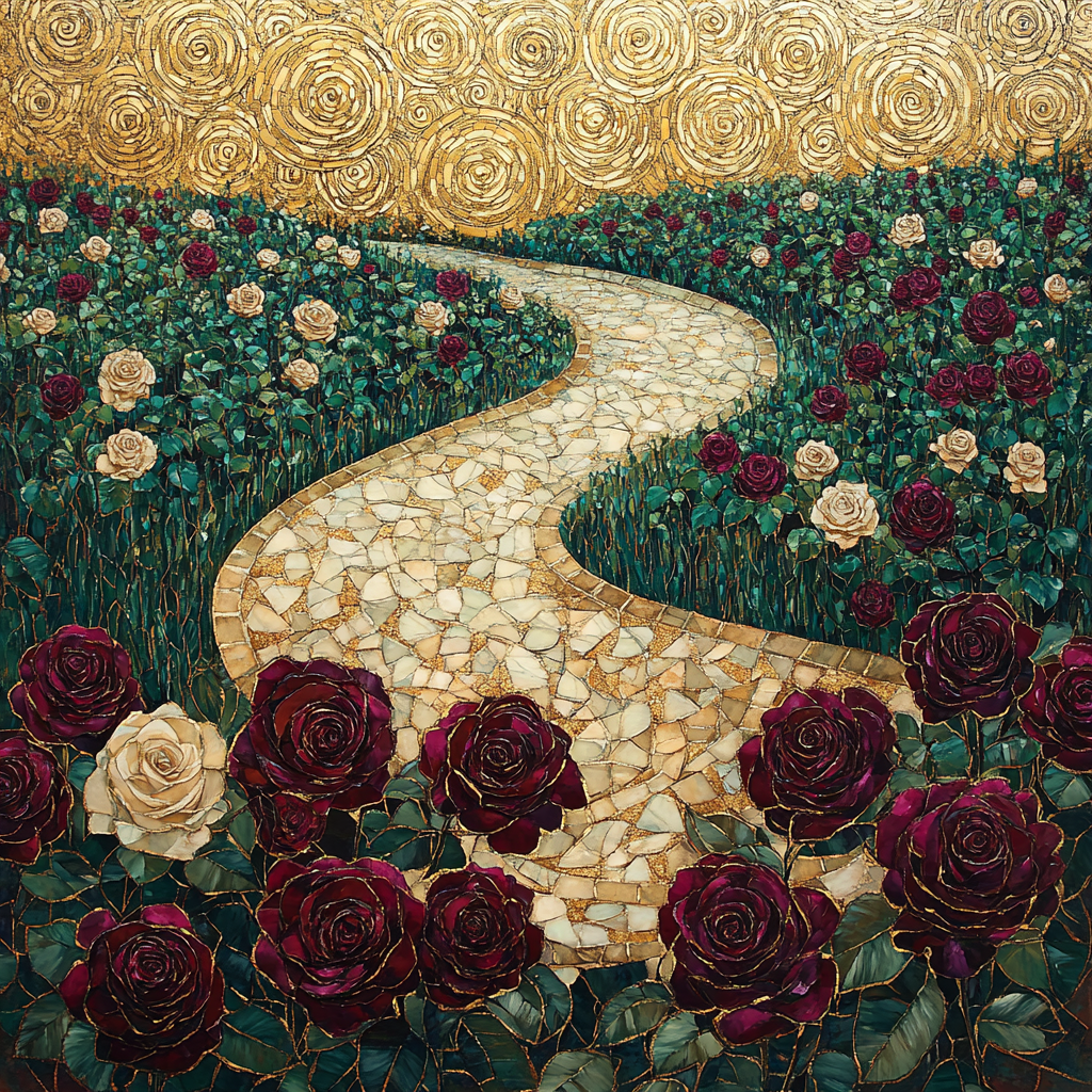 Gustav Klimt Inspired Golden Rose Garden Paint by numbers art
