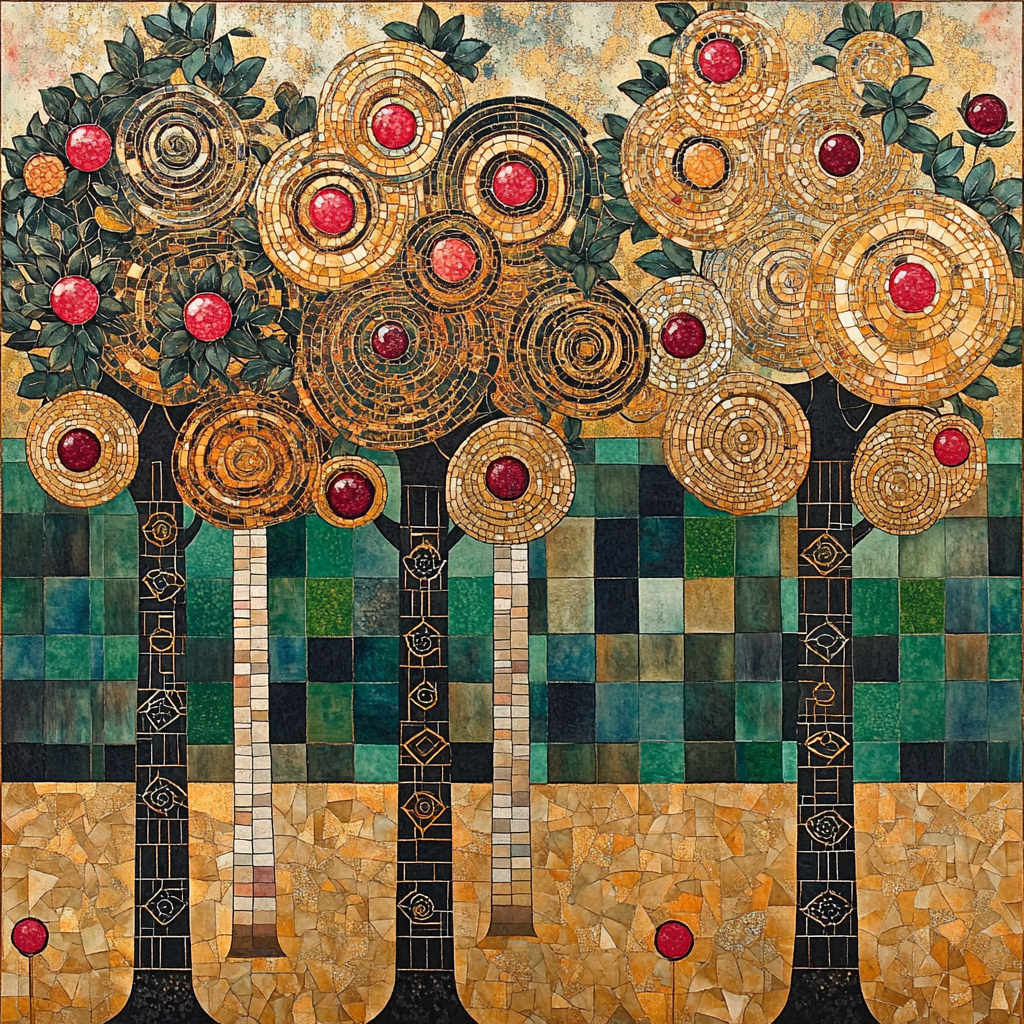 Gustav Klimt Inspired Golden Orchard Of Spiral Fruit painting number kit