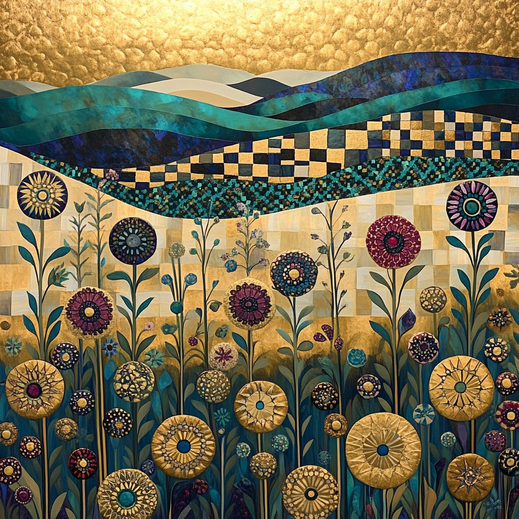 Gustav Klimt Inspired Alpine Meadow Tapestry Paint by numbers kits