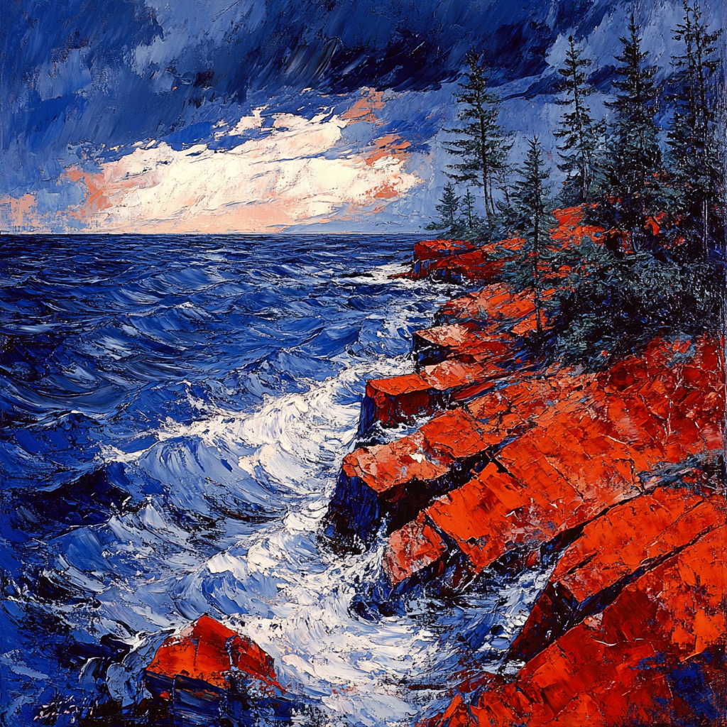 Arthur Lismer Inspired Sgraffito Gale Over Granite Narrows Painting by numbers kit