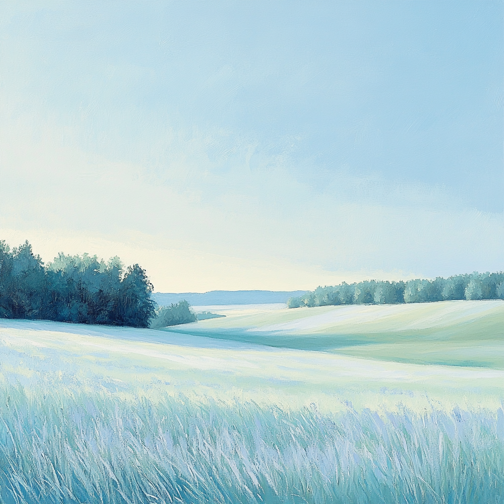 Claude Monet Inspired Frosted Meadow In Pale Blue Morning painting number kit