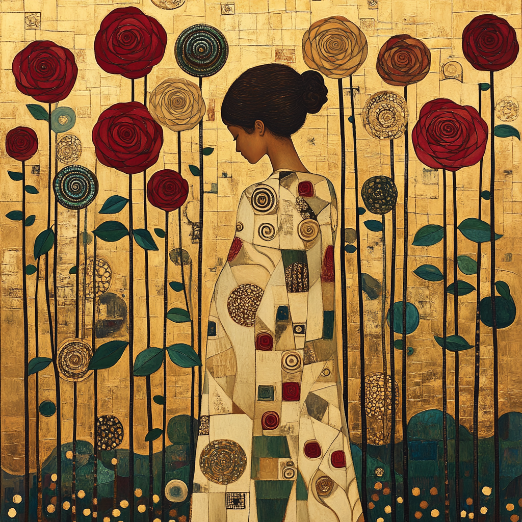 Gustav Klimt Inspired Golden Rose Garden Numbered painting kits