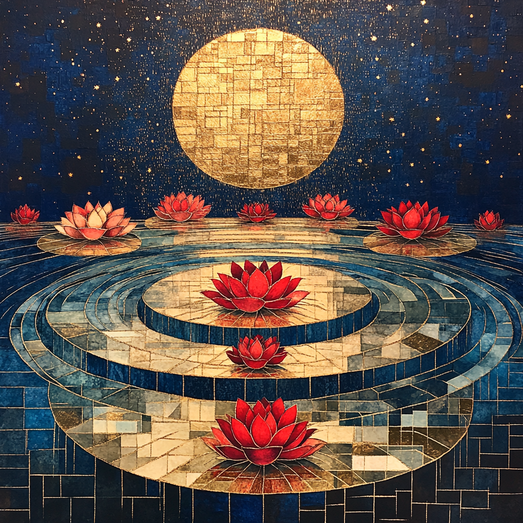 Gustav Klimt Inspired Nebula Lotus Basin painting number kit