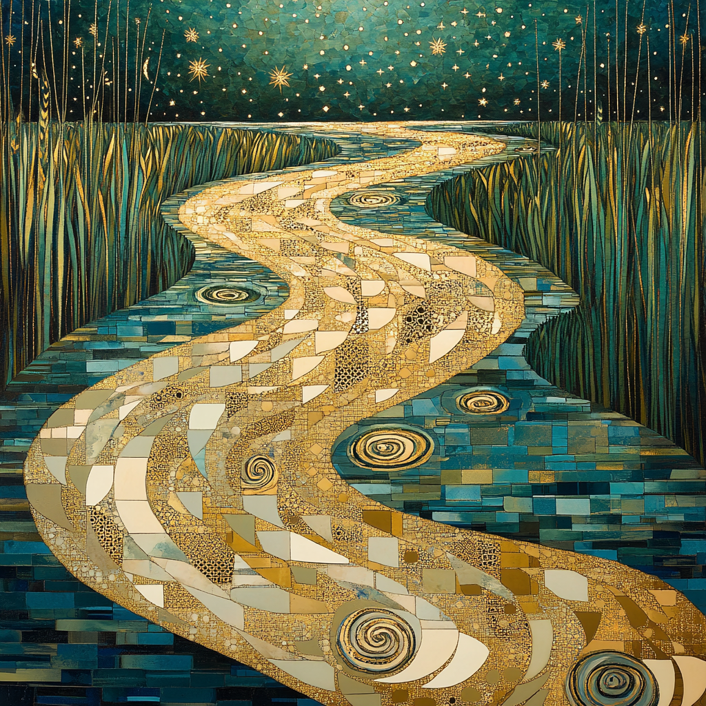 Gustav Klimt Inspired Stardust River Surface Numbered painting kits