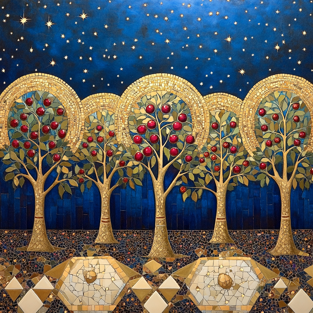 Gustav Klimt Inspired Constellation Orchard Pattern painting number kit