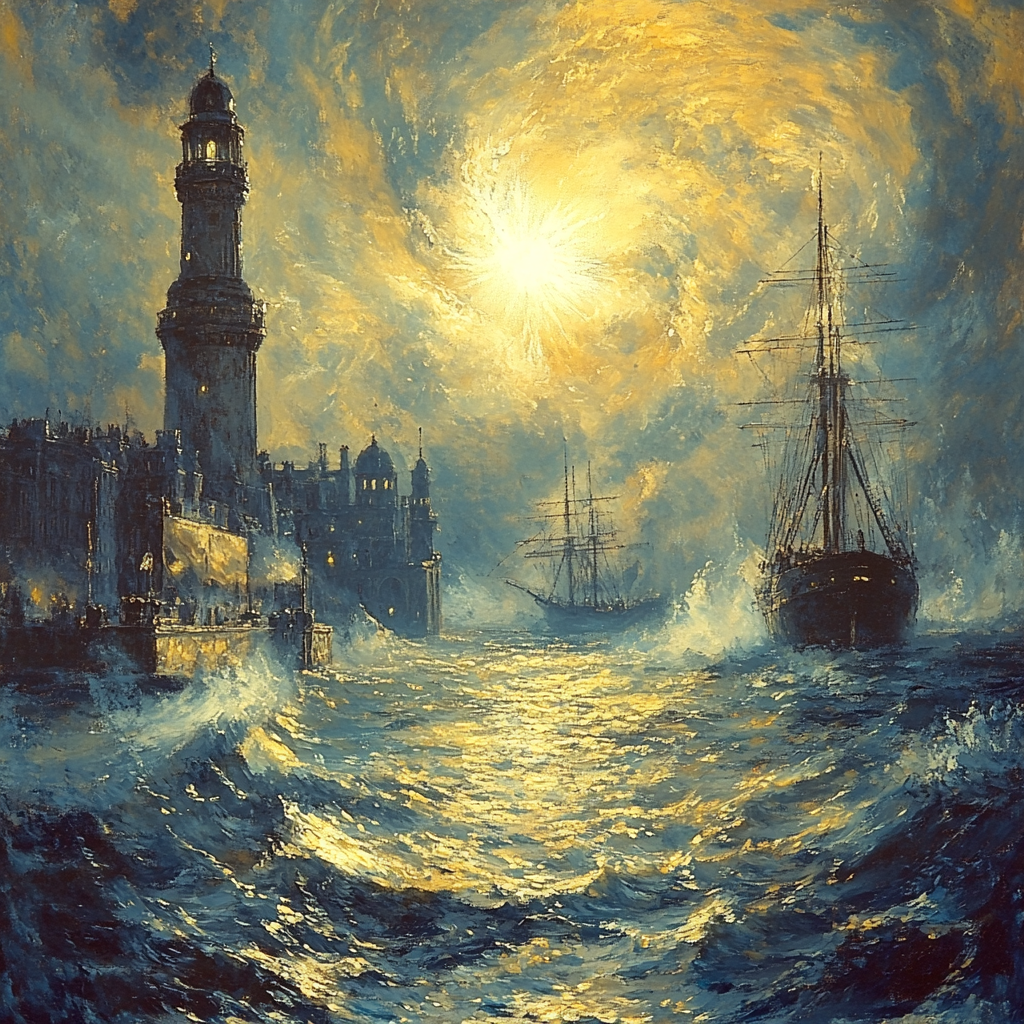 JMW Turner Inspired Storm Over The Harbor City paint by number