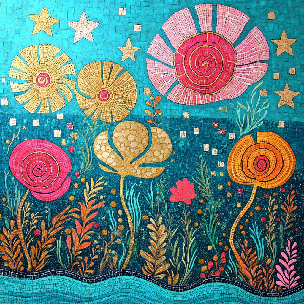 Gustav Klimt Inspired Celestial Coral Reef Ornament paint by numbers