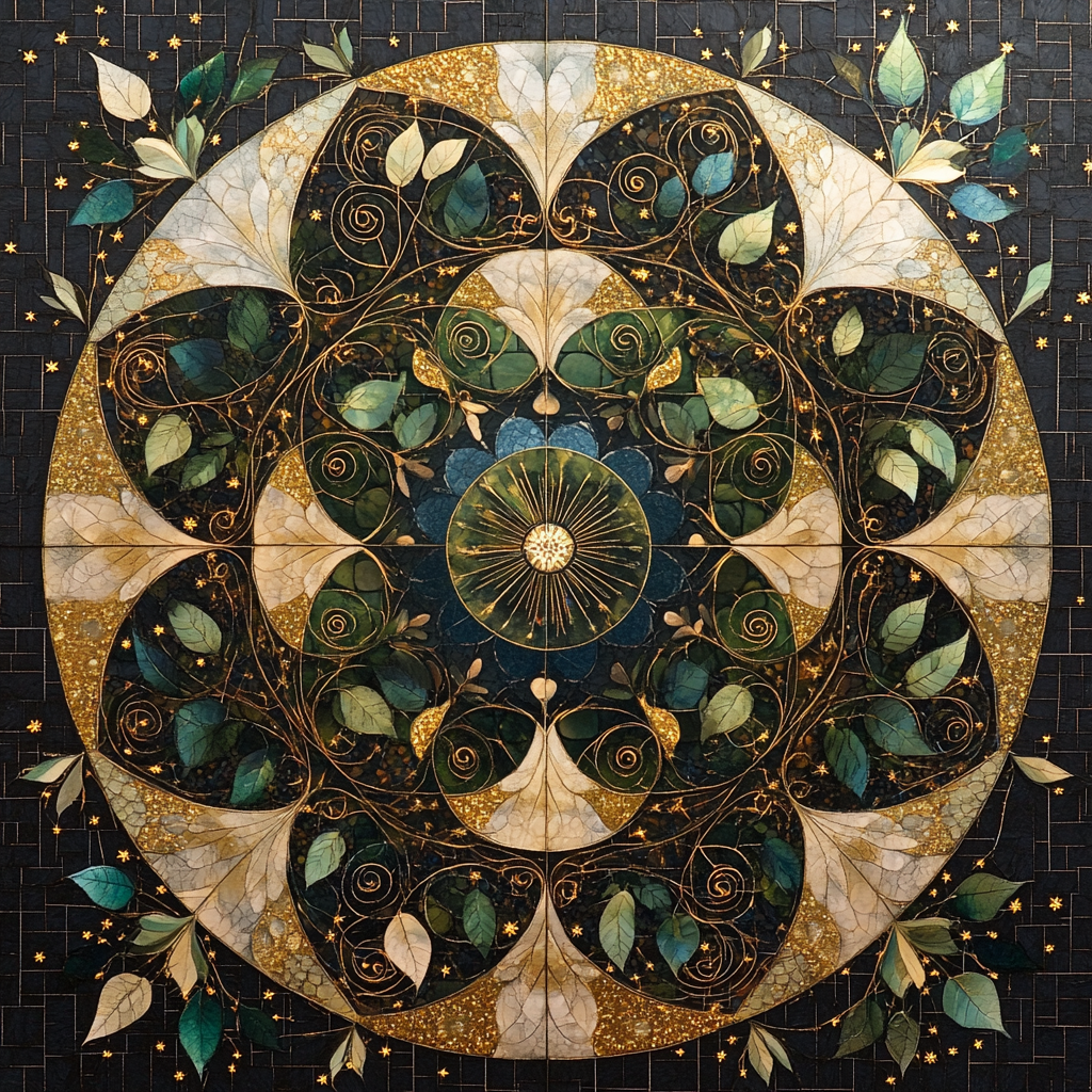 Gustav Klimt Inspired Galactic Vine Mandala paint by color