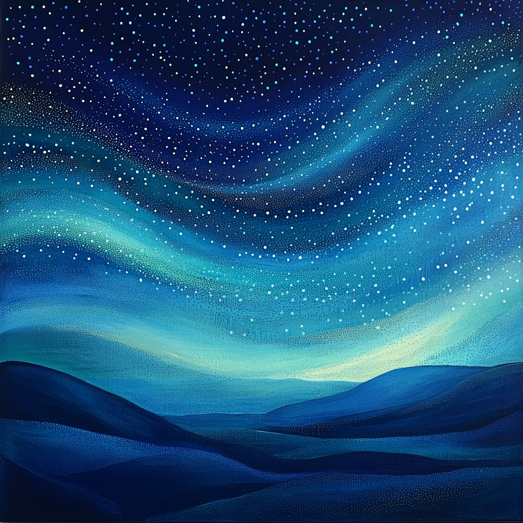 Georges Seurat Inspired Aurora Phase Gradient painting number kit