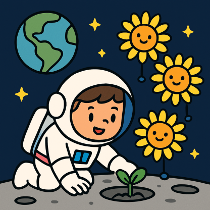 Moon Garden Astronaut And The Sunflower Satellites paint by color