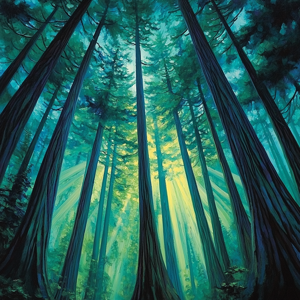Emily Carr Inspired Cathedral Cedar Vortex paint by number
