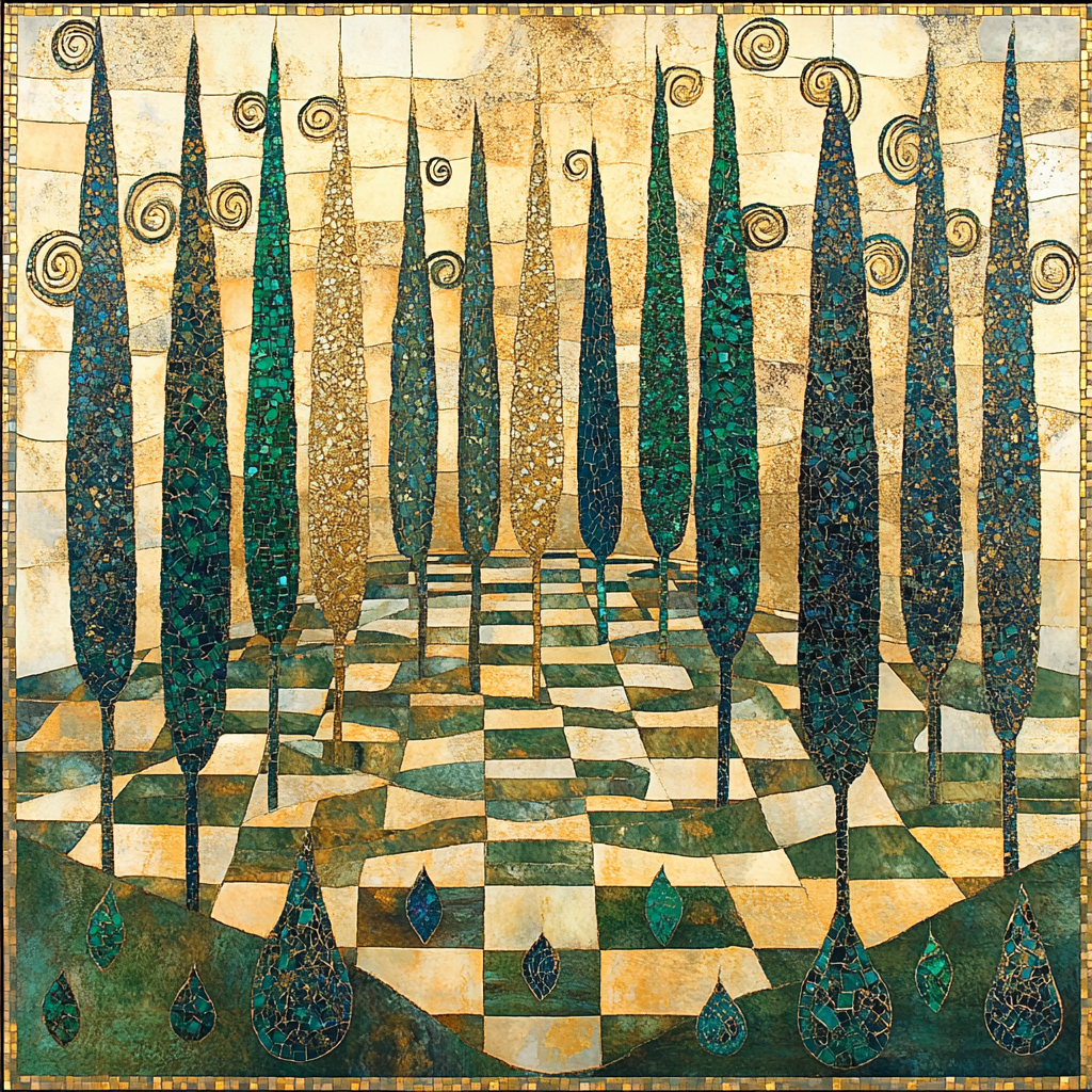 Gustav Klimt Inspired Gilded Cypress Labyrinth paint by numbers