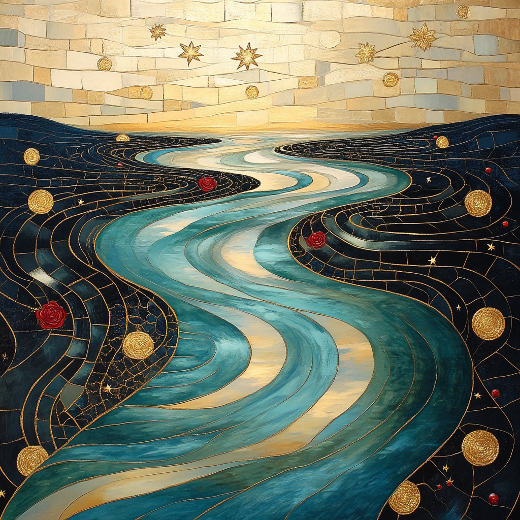 Gustav Klimt Inspired Ornamental River Of Stars Painting by numbers kit