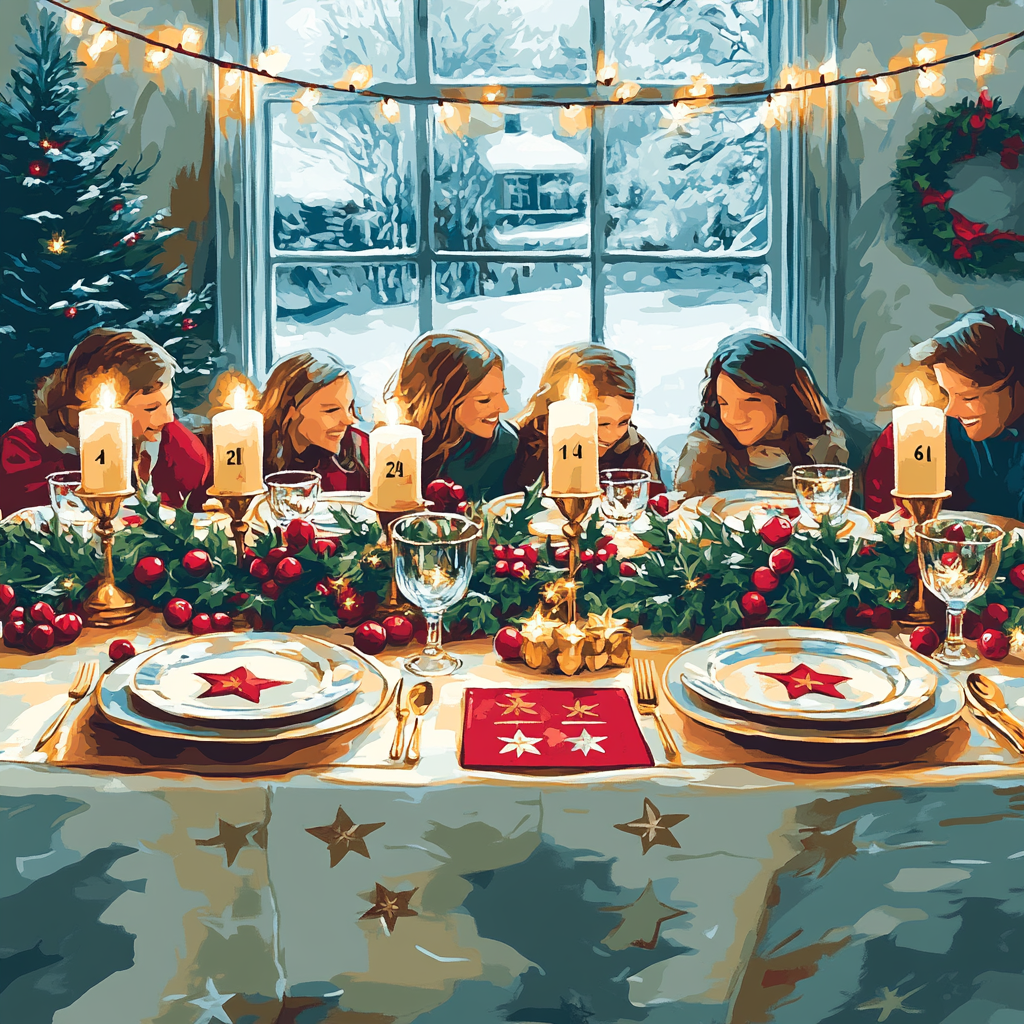 Ribboned Feast At Long Table DIY paint by numbers
