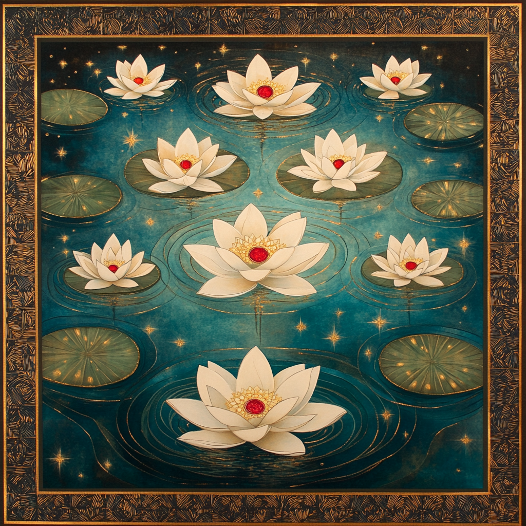 Gustav Klimt Inspired Lotus Constellation Pond Numbered painting kits