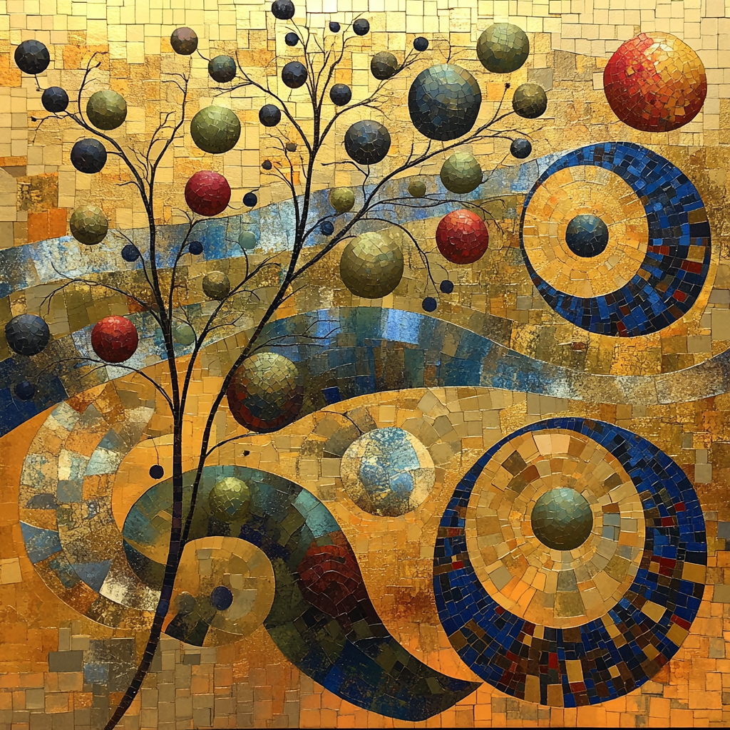 Gustav Klimt Inspired Spiral Orchard In Gold Numbered painting kits