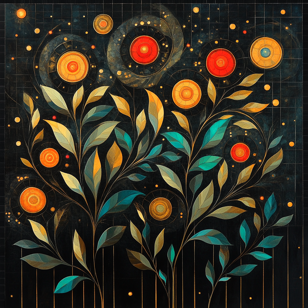 Gustav Klimt Inspired Night Garden Of Embers Painting by numbers kit