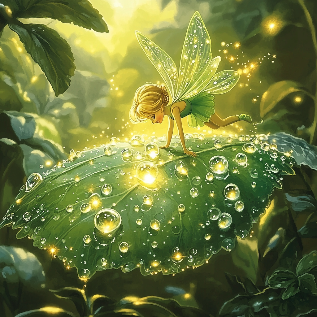 Tinker Bell Dewdrop Leaf Landing Disney Inspired Number painting