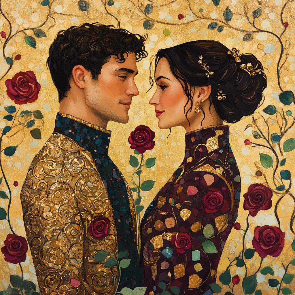 Gustav Klimt Inspired Golden Garden Wedding paint by color