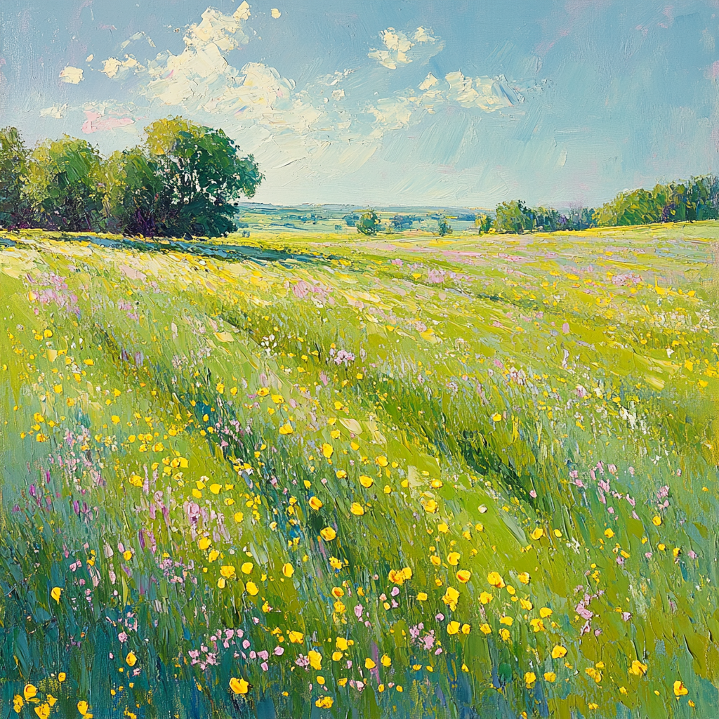 Claude Monet Inspired Spring Meadow With Buttercup Sparkle DIY paint by numbers