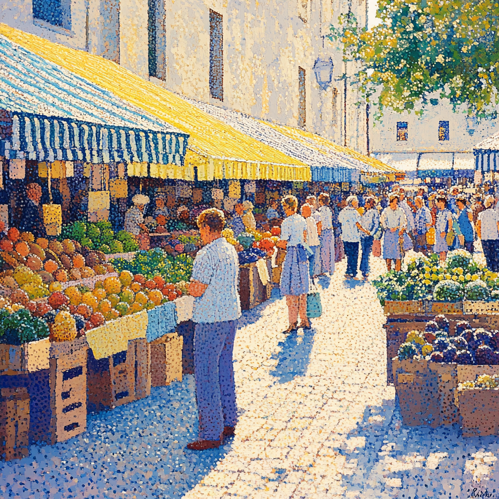 Georges Seurat Inspired Sunday Market Pointillism DIY paint by numbers