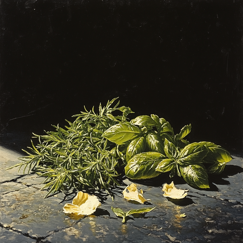 Caravaggio Inspired Midnight Herbarium Radiance paint by numbers