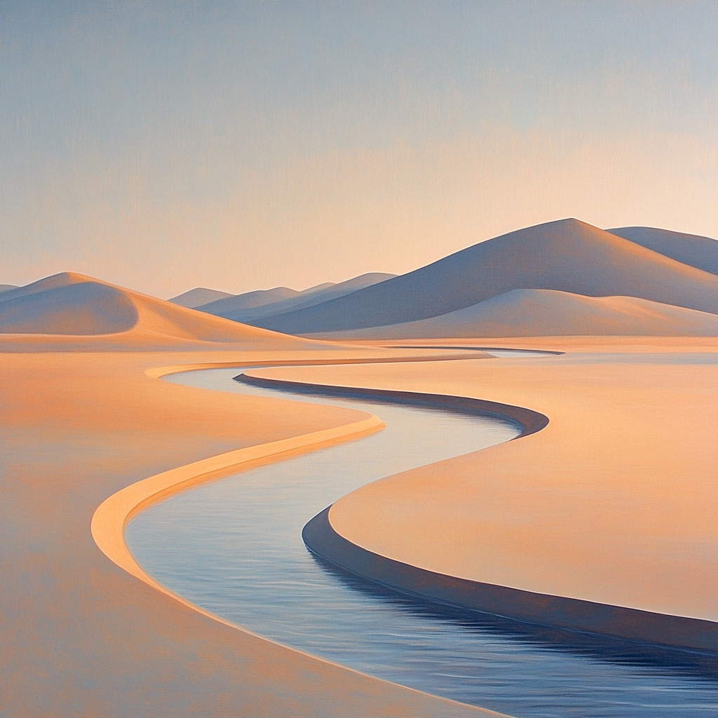 Leonardo Da Vinci Inspired Desert River Whisper Number painting