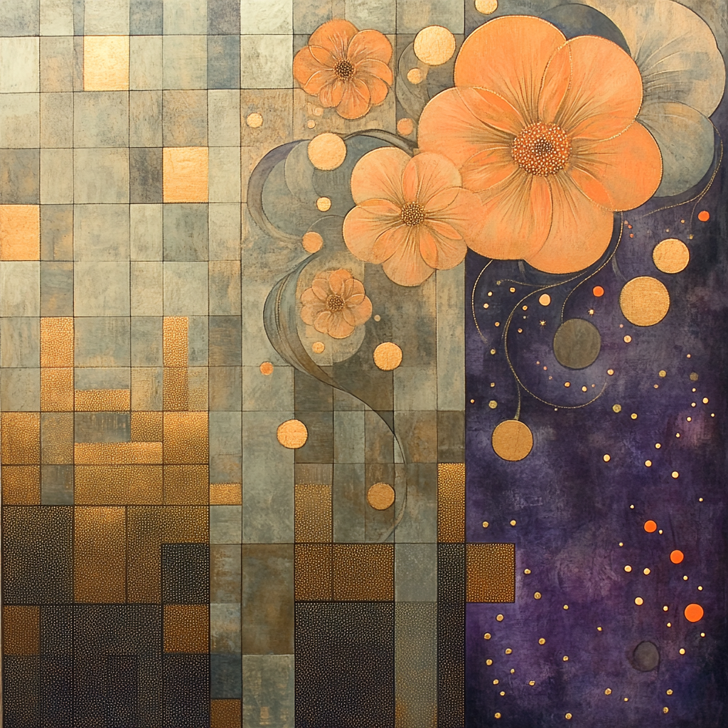 Gustav Klimt Inspired Quantum Lattice Bloom DIY paint by numbers