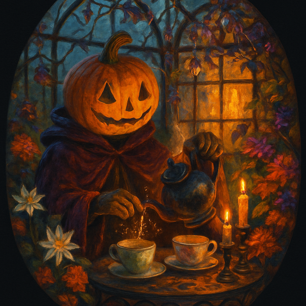 Clockwork Pumpkin Tea At The Witchs Conservatory paint by numbers