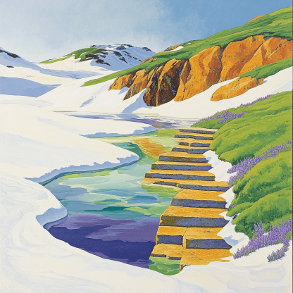 Franklin Carmichael Inspired Spring Meltwater Terraces DIY paint by numbers