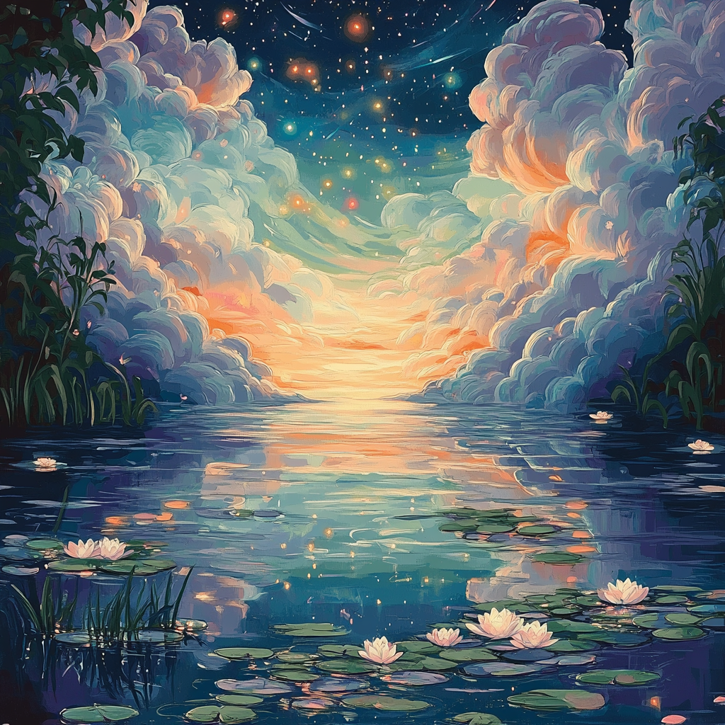 Monet Inspired Nebula Water Garden painting number kit