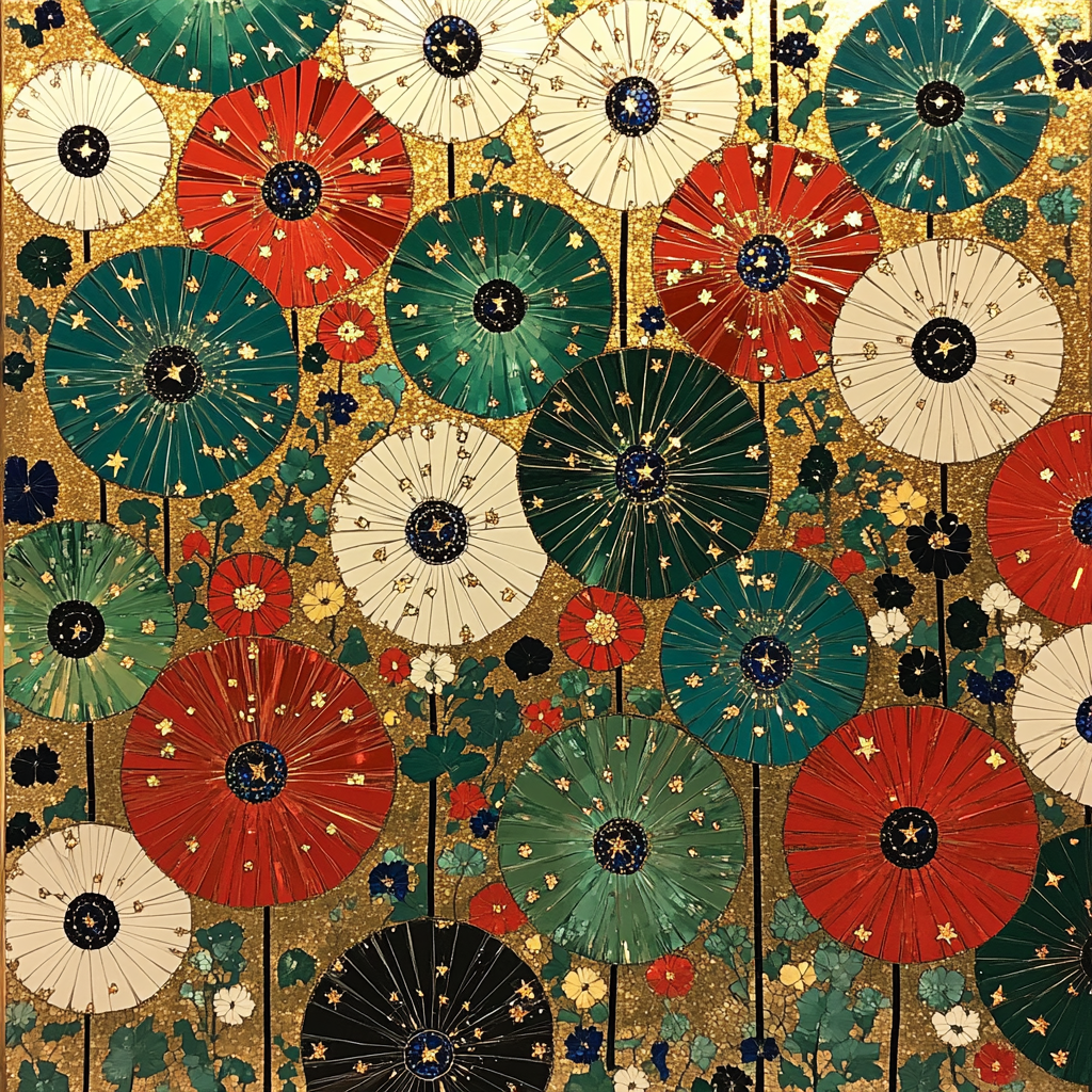Gustav Klimt Inspired Constellation Meadow Tapestry paint by color