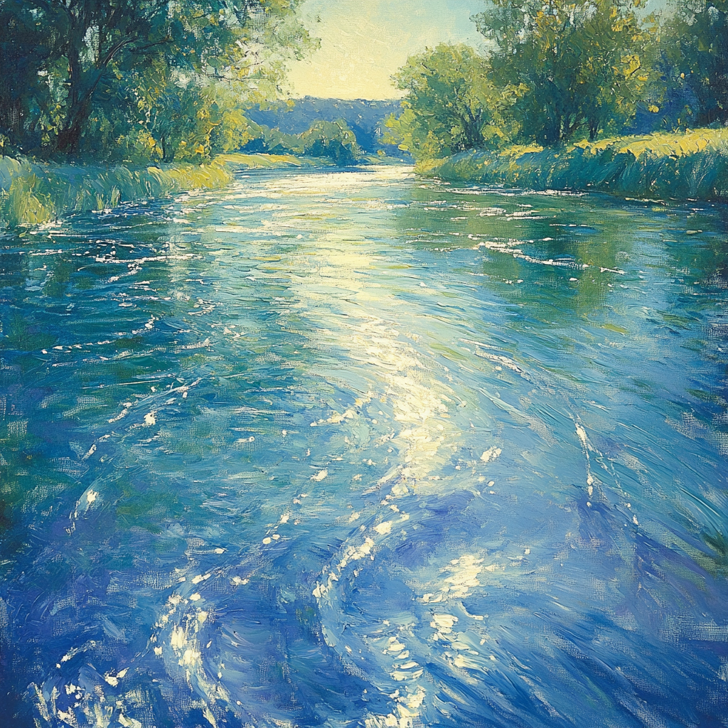 Claude Monet Inspired River Bend With Sunlit Ripples paint by number