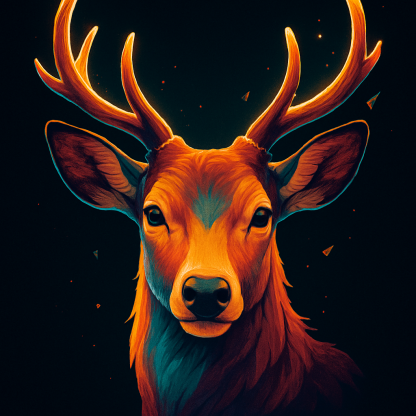 Saffron Sky Deer Reverie Number painting