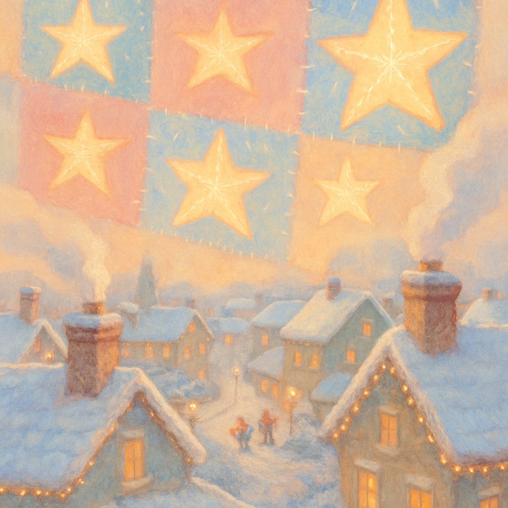 Holiday Quilt Of Stars Over The Rooftop Town Paint by numbers kits