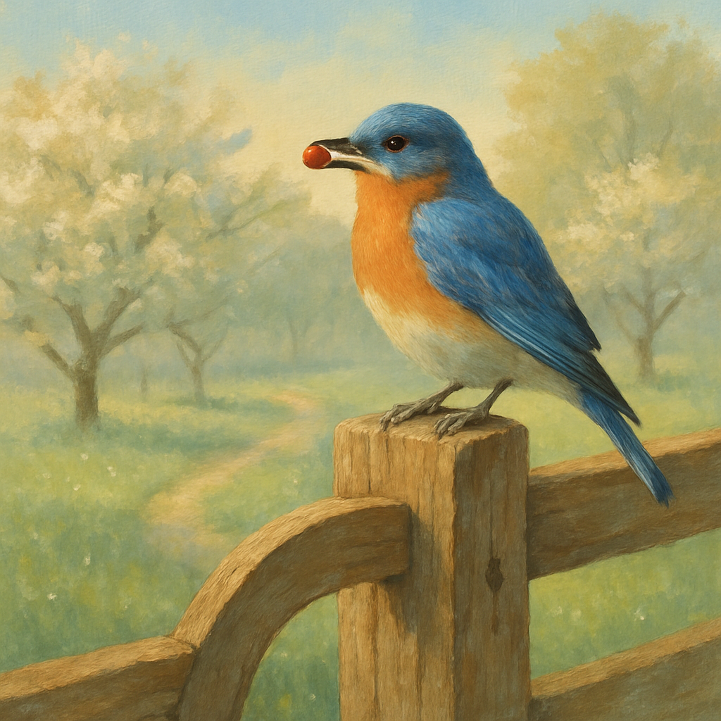 Warm Orchard Gate Bluebird Morning painting number kit