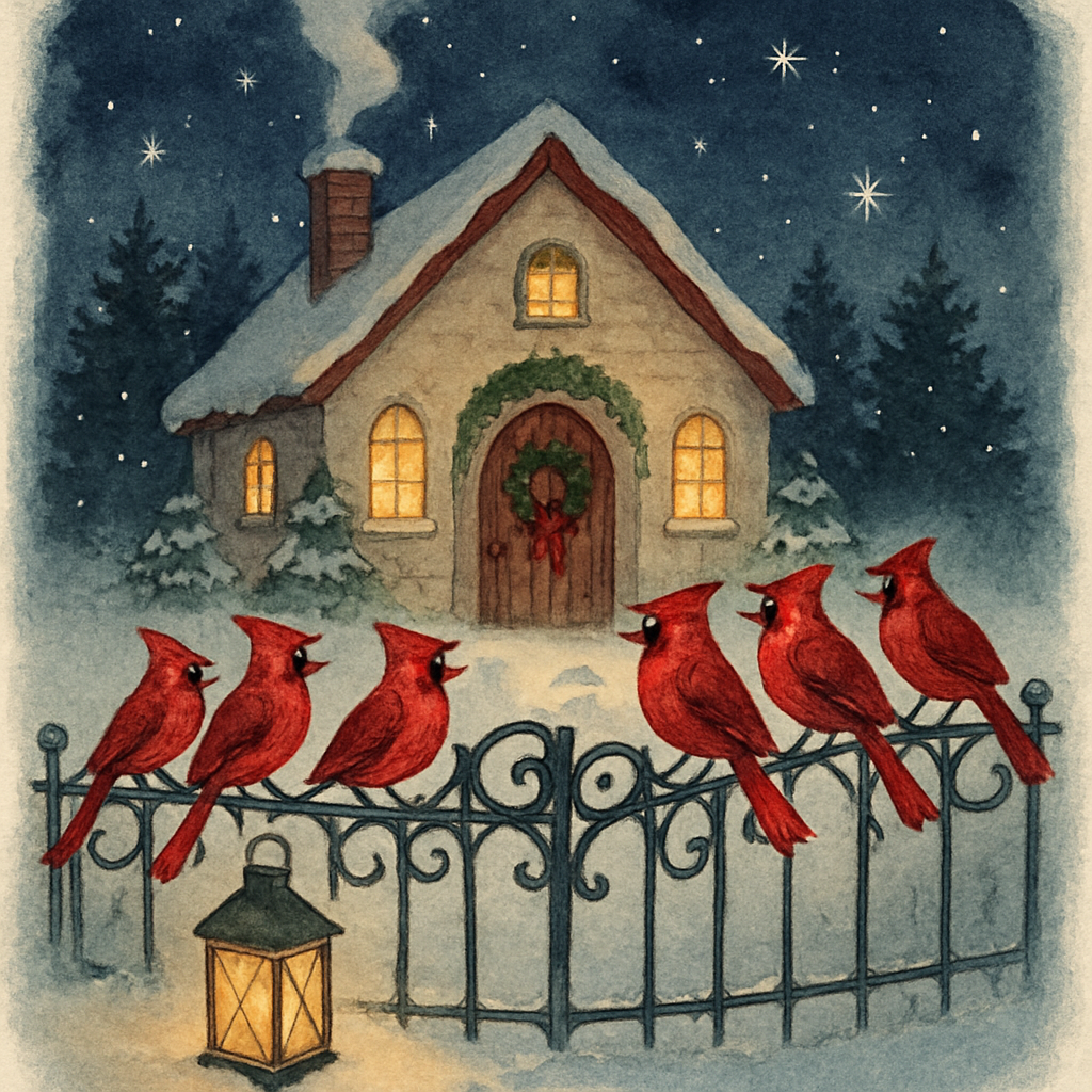 Midnight Choir At The Snowy Chapel Gate paint by color