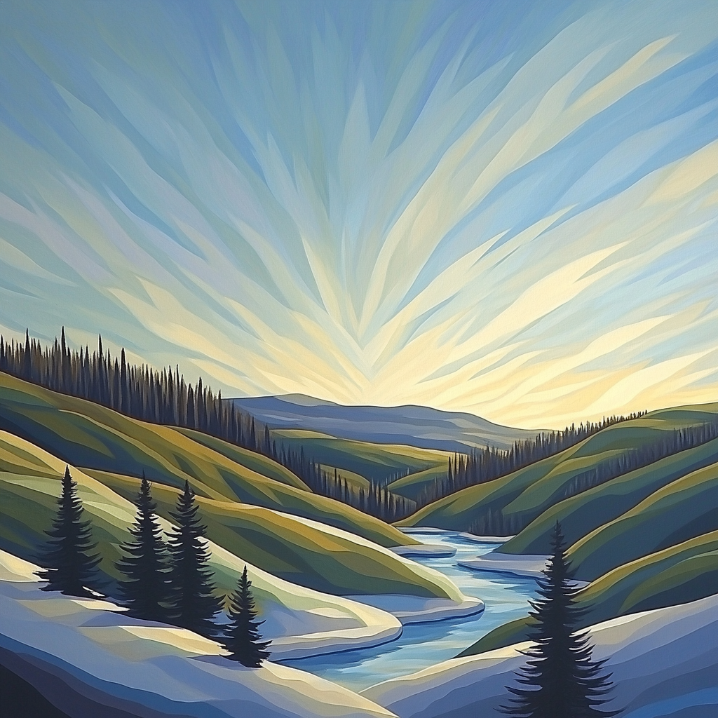Franklin Carmichael Inspired Zodiacal Light On Spring Thaw Hills Painting by numbers kit