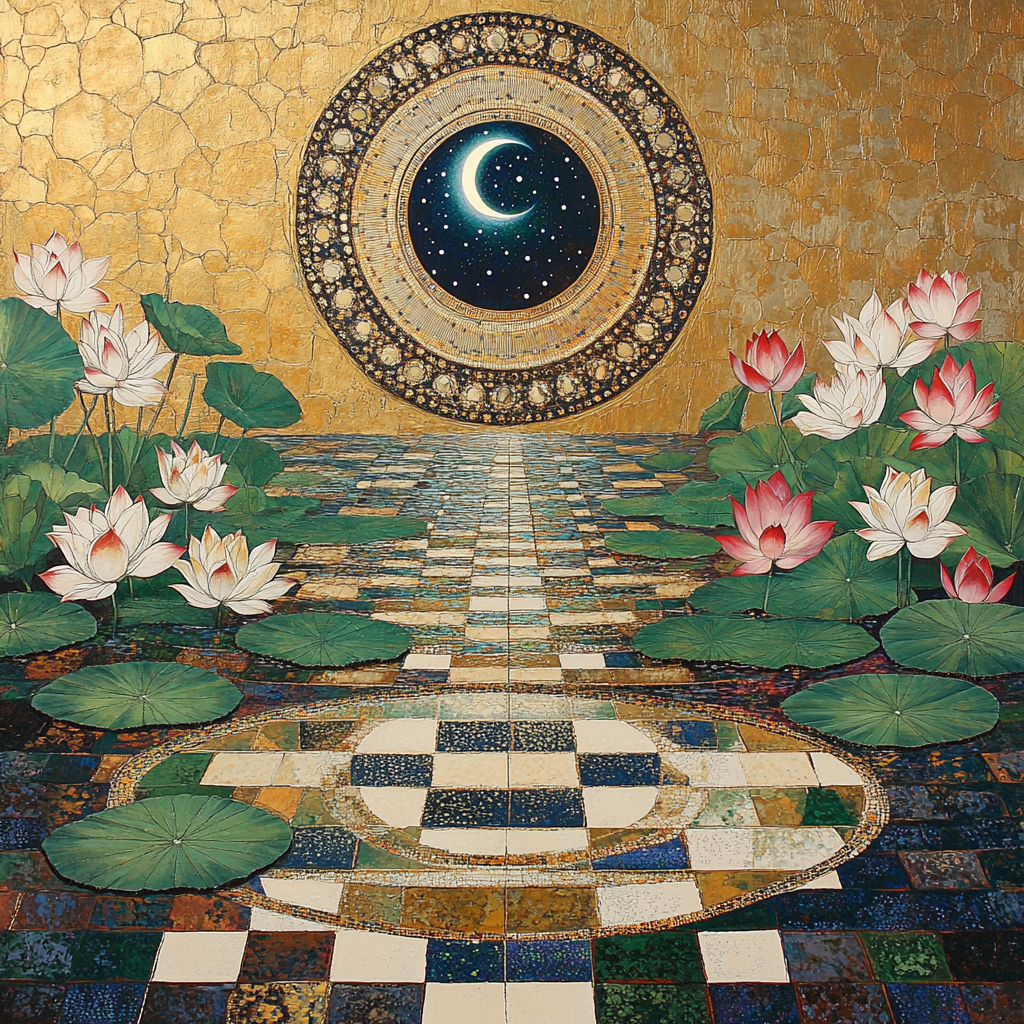 Gustav Klimt Inspired Gilded Lotus Eclipse Garden Paint by numbers kits