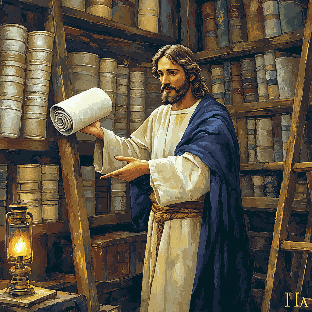 Quiet Library Scrolls With Jesus Teaching painting number kit