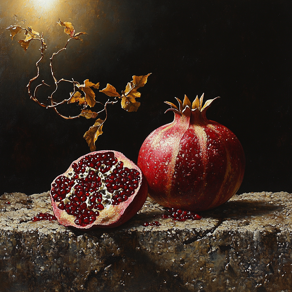 Caravaggio Inspired Eclipse Lit Pomegranate And Withered Vine Numbered painting kits