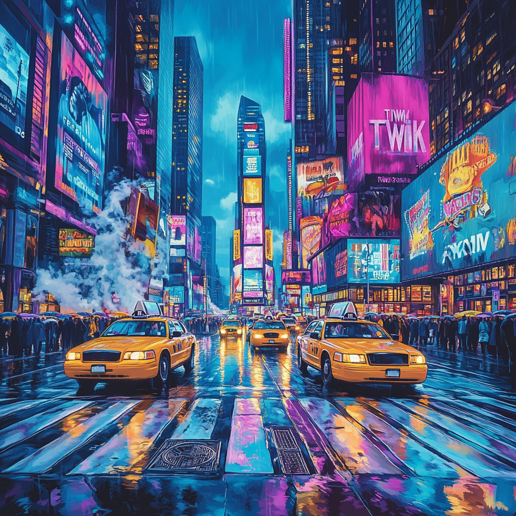 Neon Canyon At Times Square New York City United States paint by number