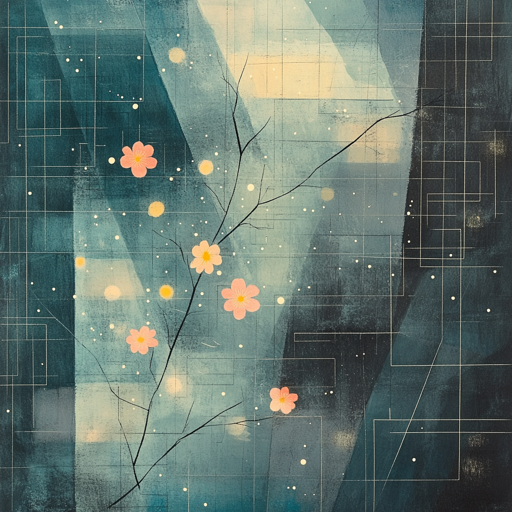 Paul Klee Inspired Quantum Sky Lattice Number painting