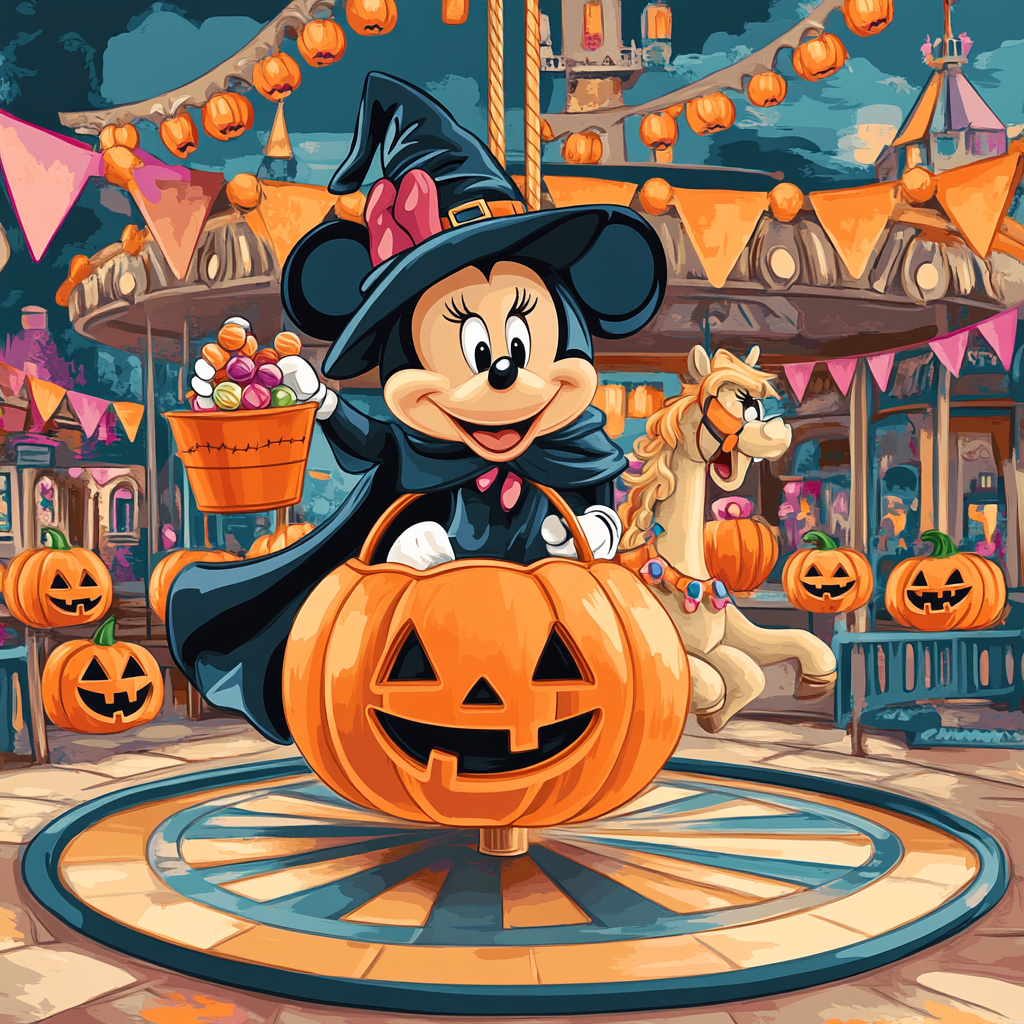 Minnie Mouse Pumpkin Carousel Parade painting number kit