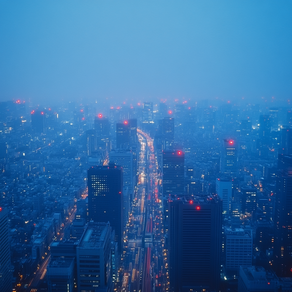 Misty Rooftop View From The Tokyo Metropolitan Government Building Tokyo Japan DIY paint by numbers