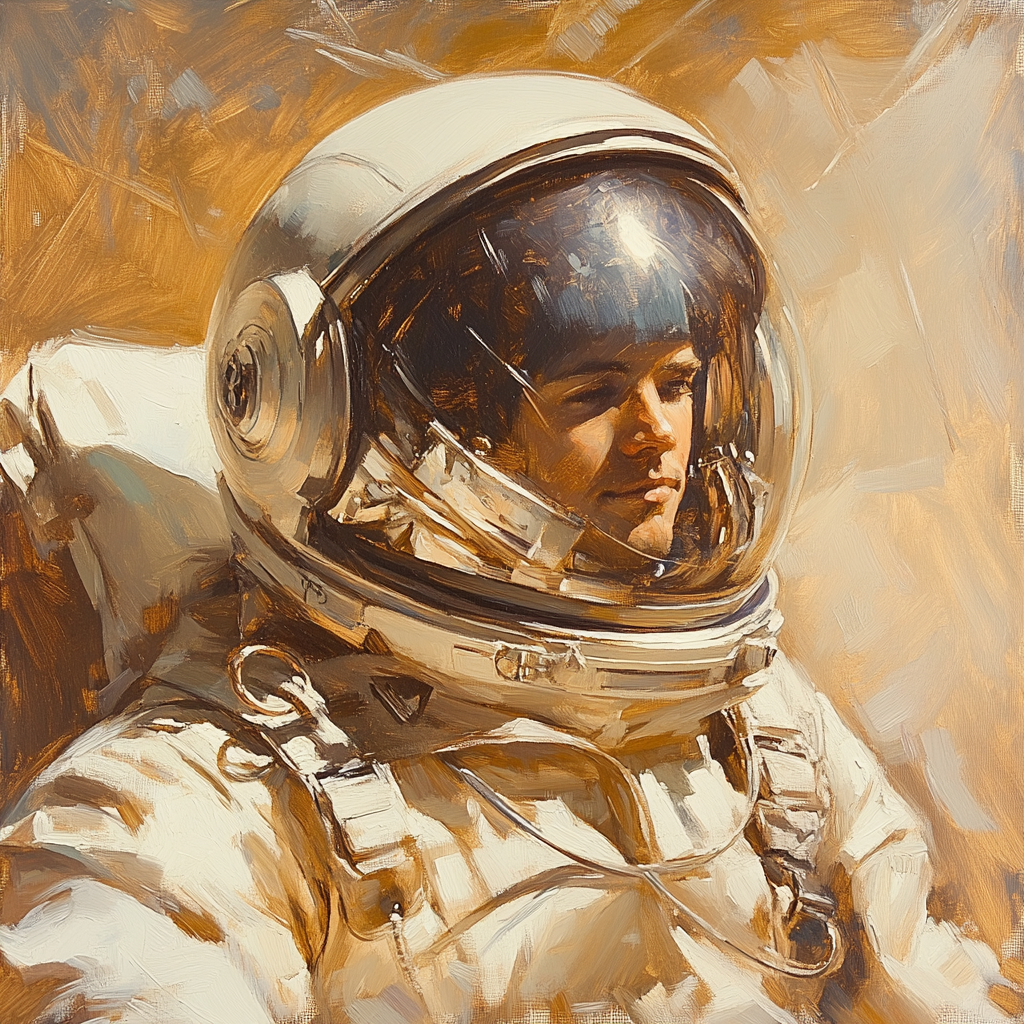 Leonardo Da Vinci Inspired Astronaut Study In Sfumato Number painting