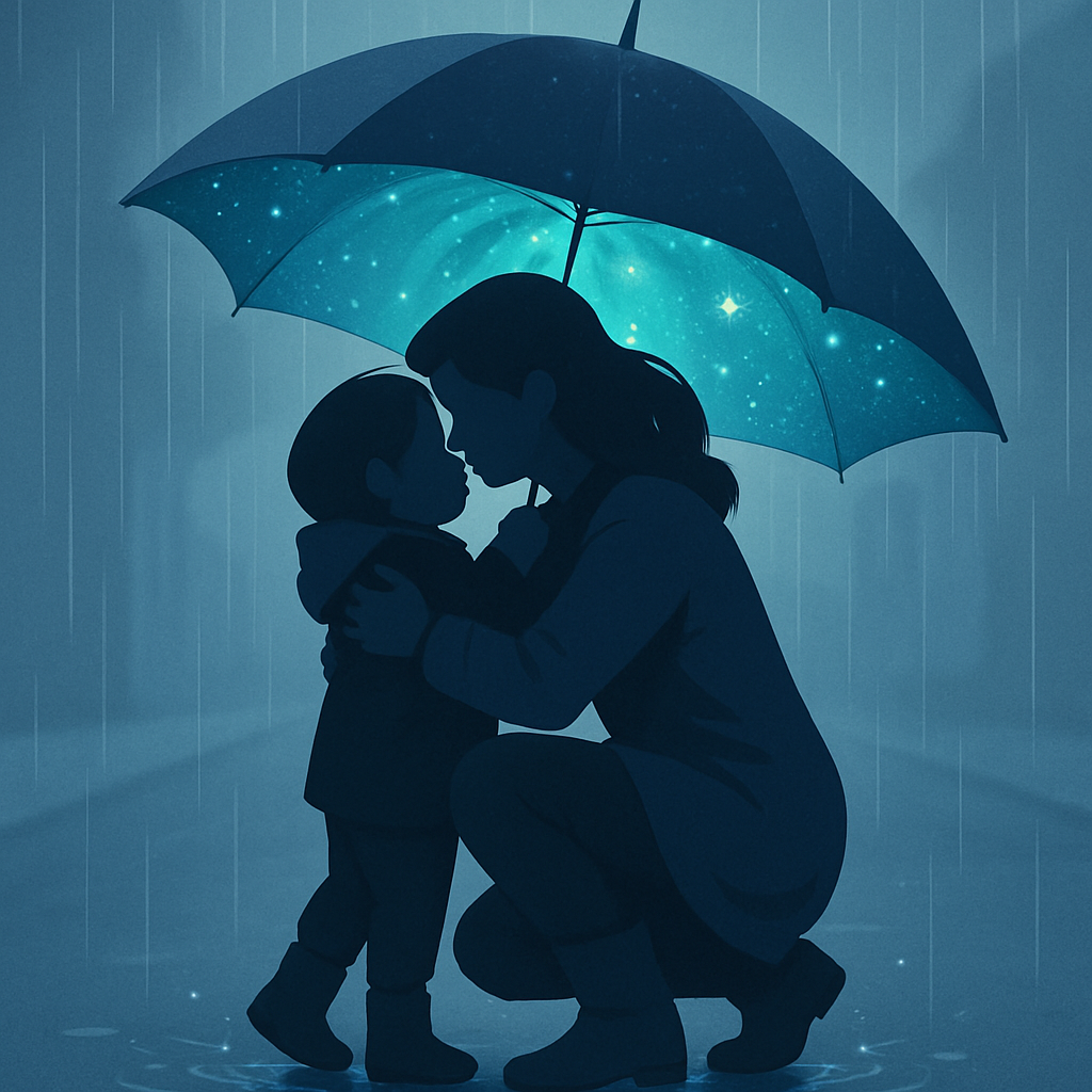 Rainy Day Umbrella Galaxy Hug painting number kit