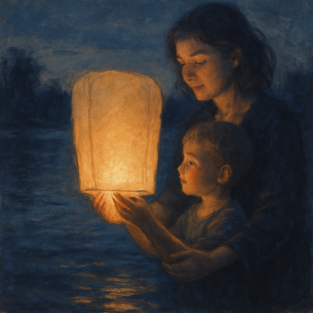 Mother And Child Floating Lantern Message paint by numbers