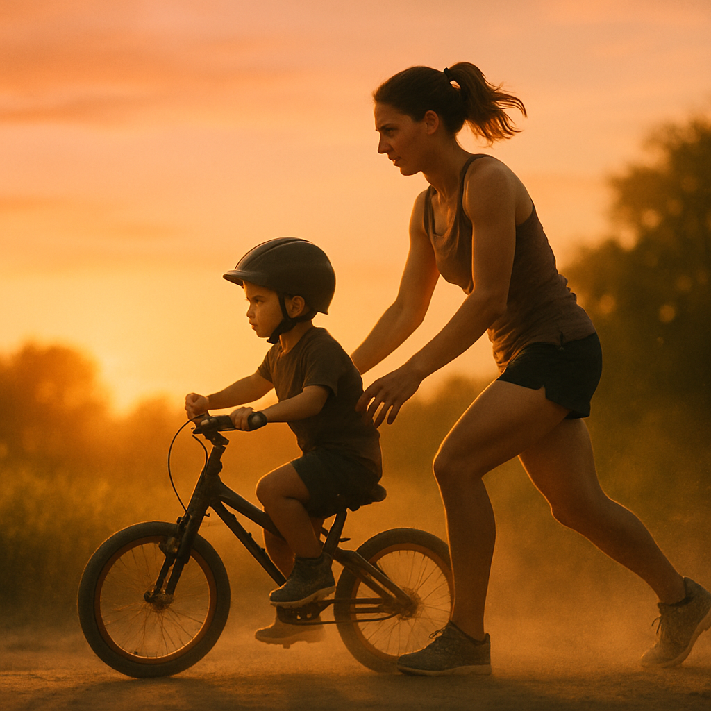 Mother And Child Sunset Bike Lesson DIY paint by numbers